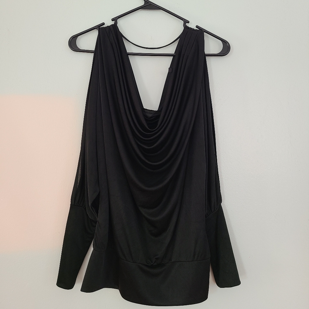 BCBGMaxAzria Black Draped Blouse